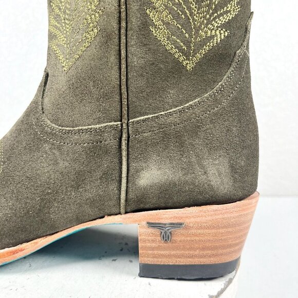NEW Lane SANDAGA Womens Cowboy Boots 9 Green Suede Leather Western Mid Calf 11" - Picture 5 of 12